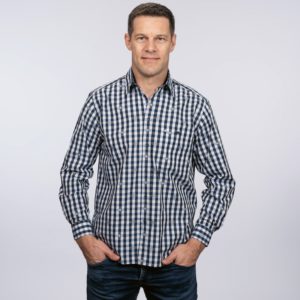 Hemd kariert mit Edelweiss, LA / KA, Herbst AKTION