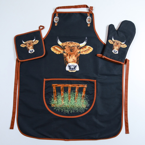 Küchen Schürzen Set mit Kuh Motiv. Hit Angebot 10%