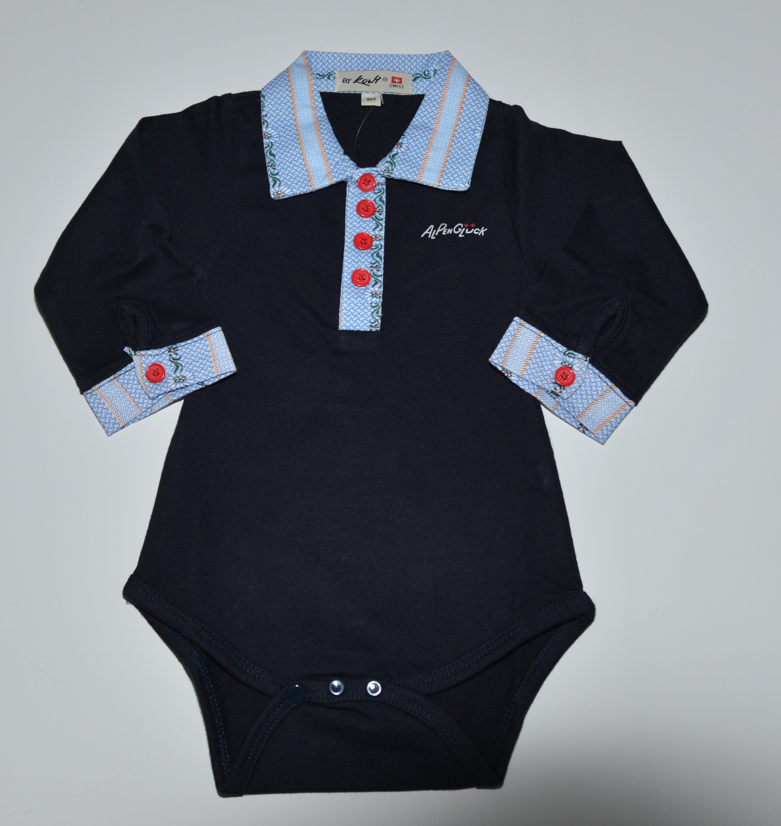 Baby Body Alpenglück blau mit Edelweiss, AUSVERKAUF