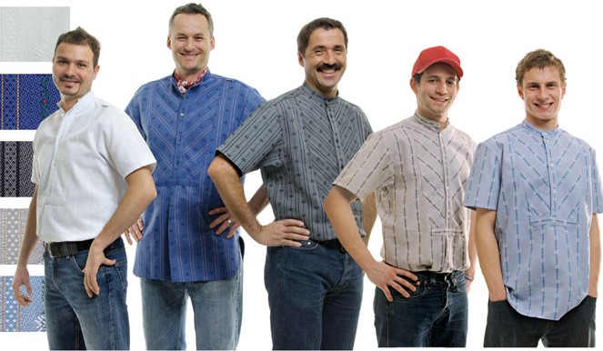 Edelweisshemd, hellblau & anthrazit, schräge Brust,CH