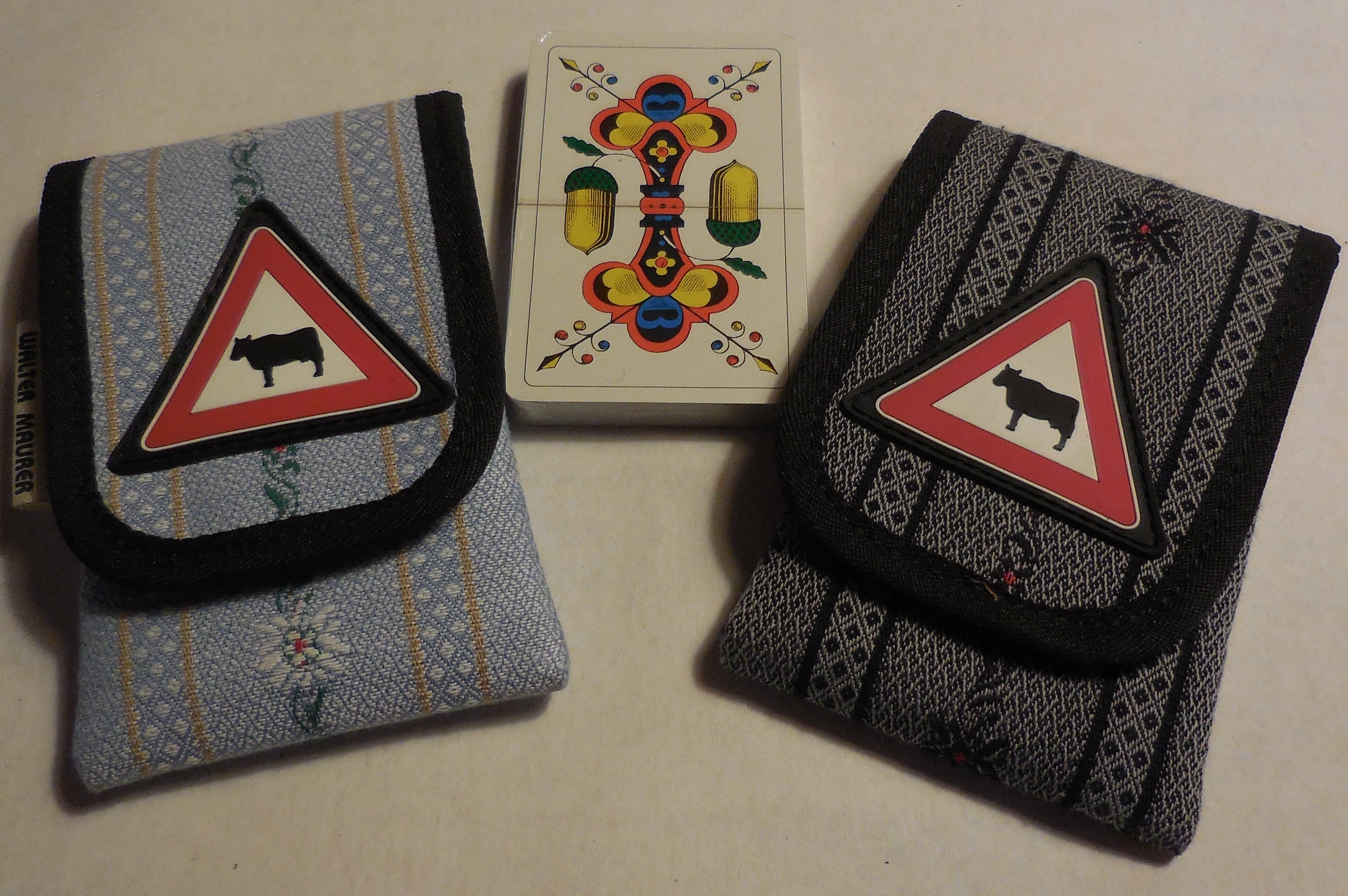 Jass Set: Etui Edelweiss Stoff  CH Prod. inkl. Jass Karten