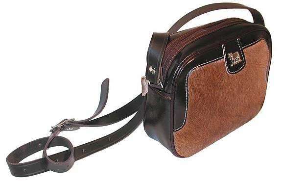 Tasche Leder / Fell Brown Swiss, CH Prod. AUSVERKAUF 