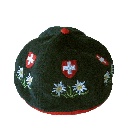 Sennenchäppi / Sennenkäppi schwarz, Edelweiss & CH Kreuz