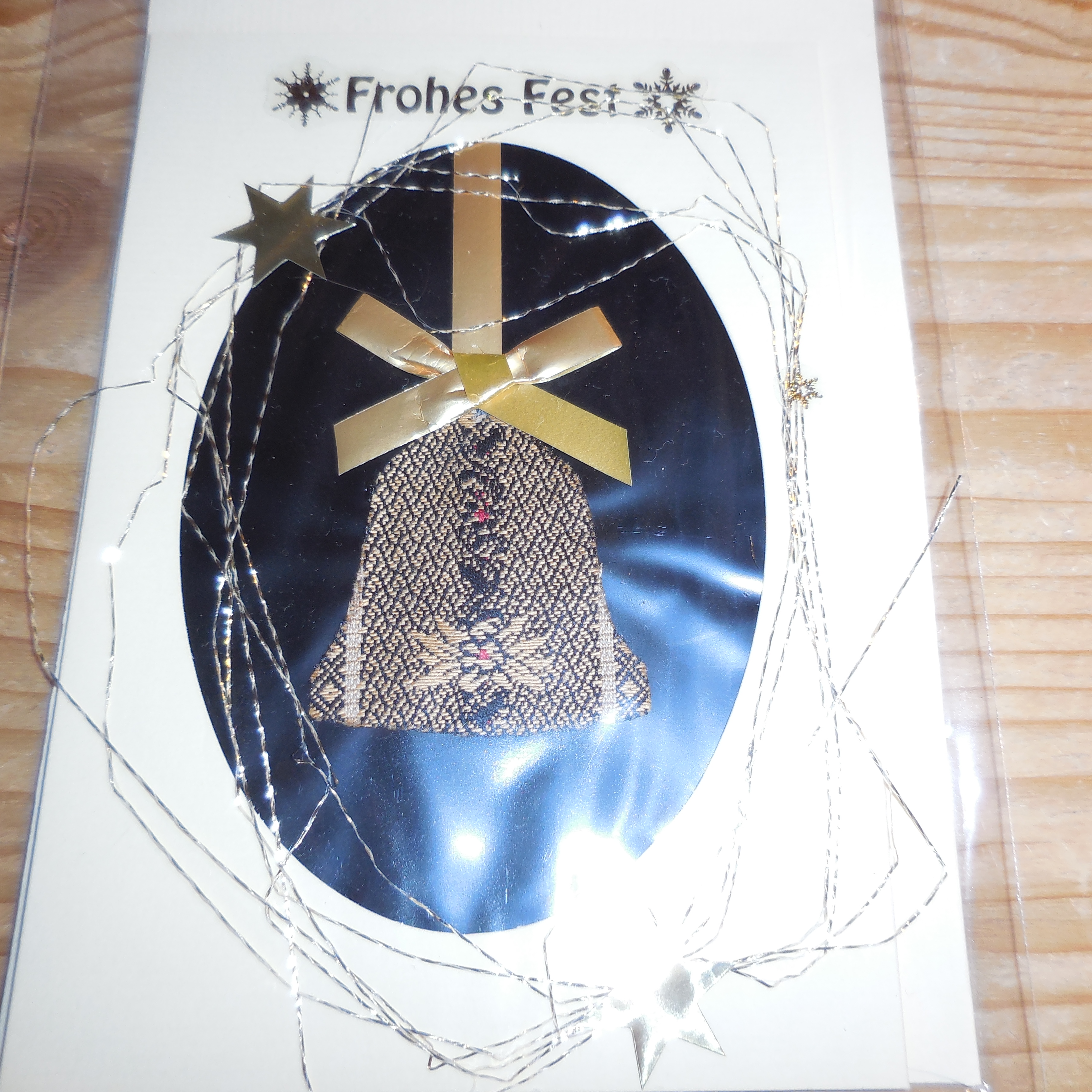Karten  Frohes Fest: Kerze oder Glocke, Handarbeit