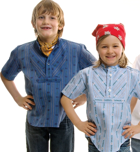 Edelweisshemd hellblau, schräge Brust, Unisex. CH 