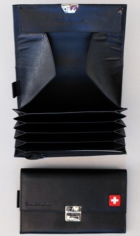 Service Portemonnaie mit Halfter, schwarz. Nappa Leder