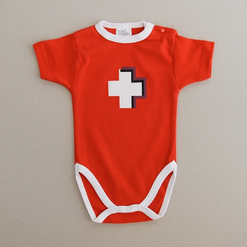 Baby Body rot mit CH Kreuz, Kurzarm, 1. August HIT 50%