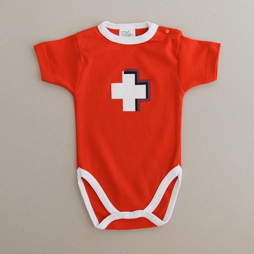 Baby Body rot mit CH Kreuz, Kurzarm, AUSVERKAUF 20%